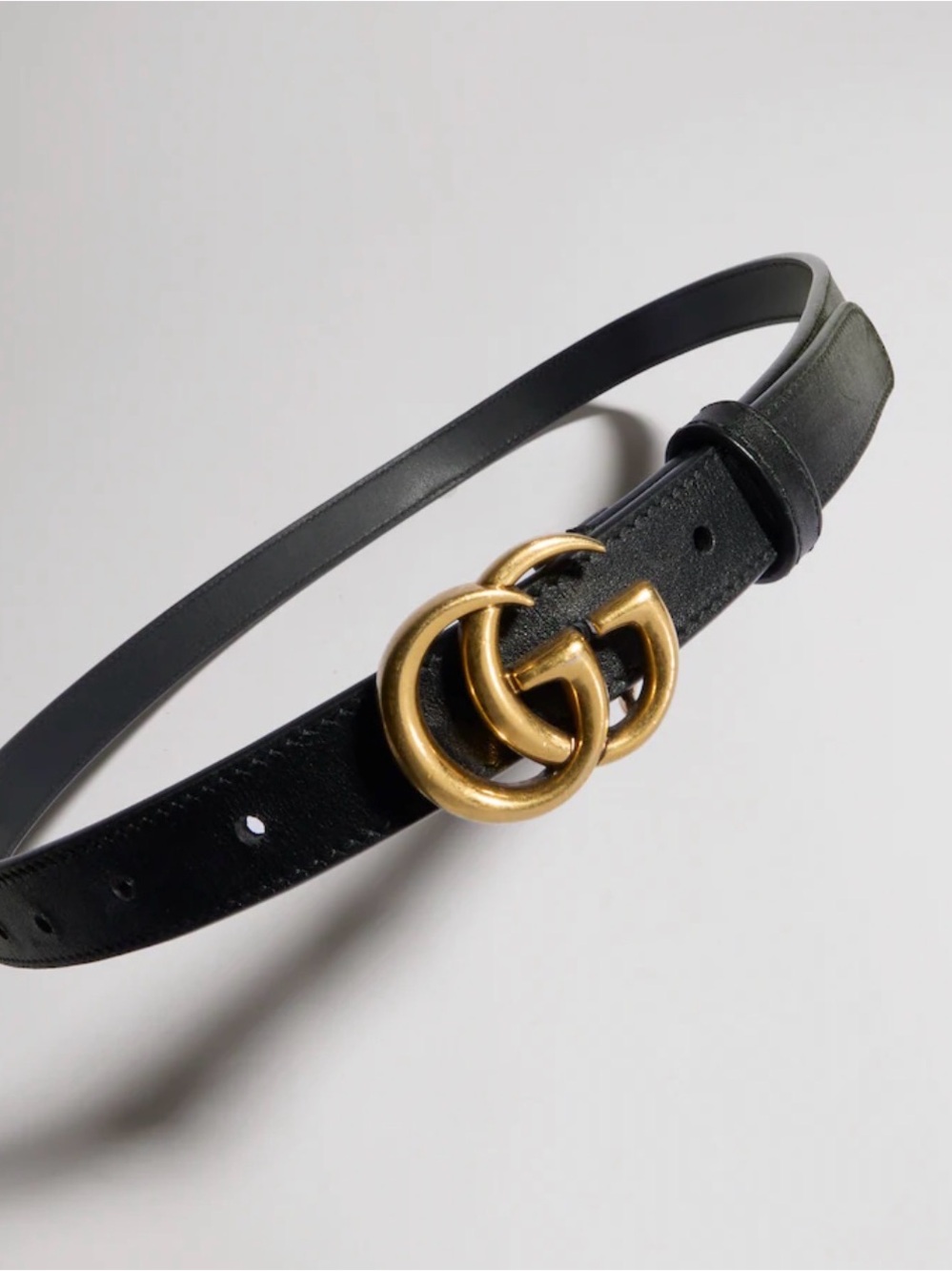 Gucci Black Leather Belt with Gold Double G Buckle